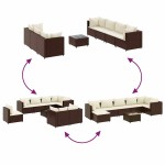 vidaXL Set mobilier de grădină cu perne, 8 piese, maro, poliratan vidaXL Set mobilier de grădină cu perne, 8 piese, maro, poliratan