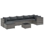 vidaXL Set mobilier de grădină cu perne, 8 piese, gri, poliratan vidaXL Set mobilier de grădină cu perne, 8 piese, gri, poliratan