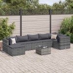 vidaXL Set mobilier de grădină cu perne, 8 piese, gri, poliratan vidaXL Set mobilier de grădină cu perne, 8 piese, gri, poliratan