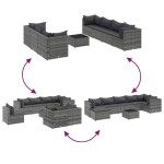 vidaXL Set mobilier de grădină cu perne, 8 piese, gri, poliratan vidaXL Set mobilier de grădină cu perne, 8 piese, gri, poliratan