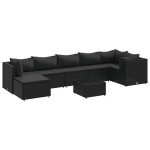 vidaXL Set mobilier de grădină cu perne, 8 piese, negru, poliratan