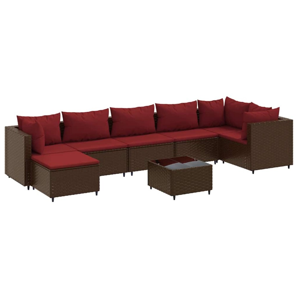 vidaXL Set mobilier de grădină cu perne, 8 piese, maro, poliratan