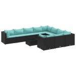 vidaXL Set canapele de grădină cu perne, 11 piese, negru, poliratan vidaXL Set canapele de grădină cu perne, 11 piese, negru, poliratan