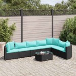 vidaXL Set mobilier de grădină cu perne, 8 piese, negru, poliratan vidaXL Set mobilier de grădină cu perne, 8 piese, negru, poliratan