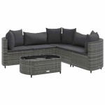 vidaXL Set mobilier grădină cu perne, 6 piese, gri, poliratan