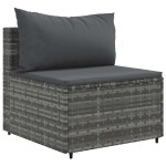 vidaXL Set mobilier grădină cu perne, 6 piese, gri, poliratan