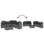 vidaXL Set mobilier grădină cu perne, 6 piese, gri, poliratan