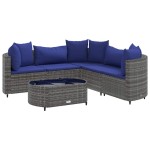 vidaXL Set mobilier grădină cu perne, 6 piese, gri, poliratan vidaXL Set mobilier grădină cu perne, 6 piese, gri, poliratan