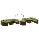 vidaXL Set canapele de grădină cu perne, 10 piese, maro, poliratan