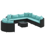 vidaXL Set canapele de grădină cu perne, 10 piese, negru, poliratan