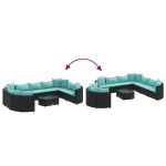 vidaXL Set canapele de grădină cu perne, 10 piese, negru, poliratan