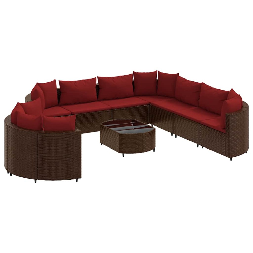 vidaXL Set canapele de grădină cu perne, 10 piese, maro, poliratan