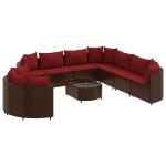 vidaXL Set canapele de grădină cu perne, 10 piese, maro, poliratan