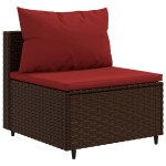 vidaXL Set canapele de grădină cu perne, 10 piese, maro, poliratan