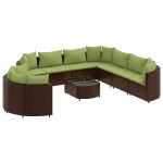 vidaXL Set canapele de grădină cu perne, 10 piese, maro, poliratan