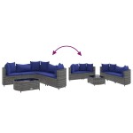 vidaXL Set mobilier grădină cu perne, 6 piese, gri, poliratan vidaXL Set mobilier grădină cu perne, 6 piese, gri, poliratan