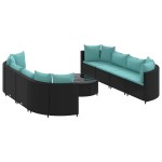 vidaXL Set mobilier de grădină cu perne, 9 piese, negru, poliratan