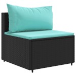 vidaXL Set mobilier de grădină cu perne, 9 piese, negru, poliratan