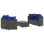 vidaXL Set canapea de grădină cu perne, 5 piese, gri, poliratan
