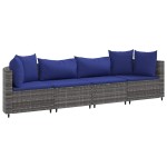 vidaXL Set canapea de grădină cu perne, 4 piese, gri, poliratan vidaXL Set canapea de grădină cu perne, 4 piese, gri, poliratan