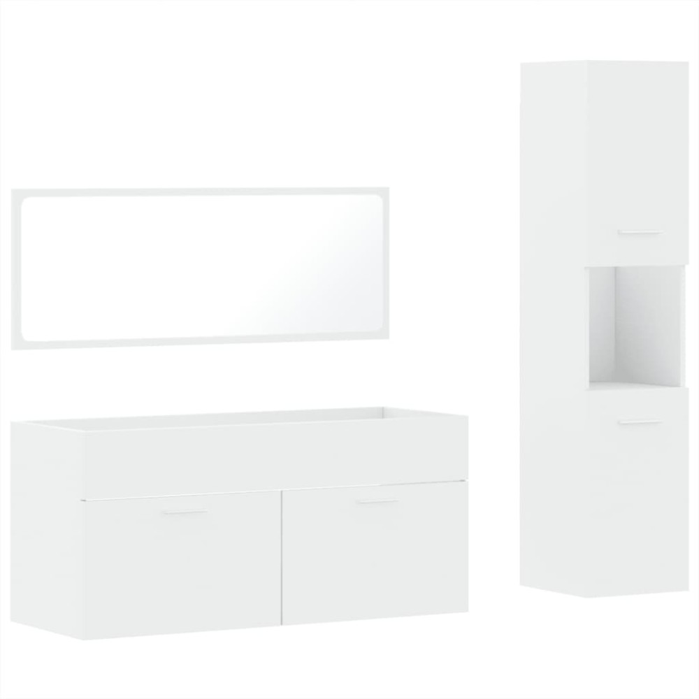 vidaXL Set mobilier de baie, 3 piese, alb, lemn compozit