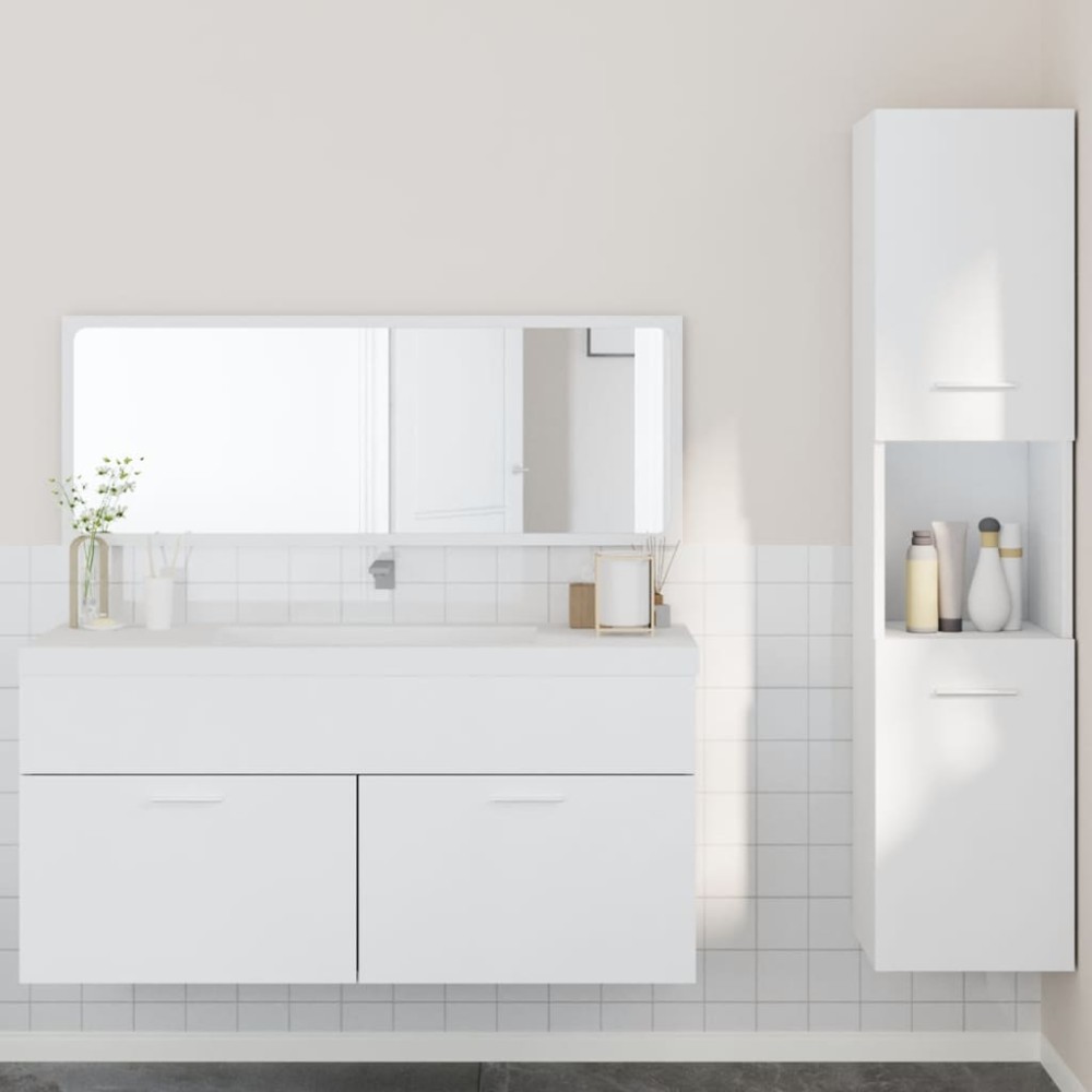 vidaXL Set mobilier de baie, 3 piese, alb, lemn compozit