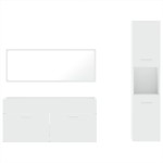 vidaXL Set mobilier de baie, 3 piese, alb, lemn compozit vidaXL Set mobilier de baie, 3 piese, alb, lemn compozit