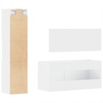 vidaXL Set mobilier de baie, 3 piese, alb, lemn compozit vidaXL Set mobilier de baie, 3 piese, alb, lemn compozit