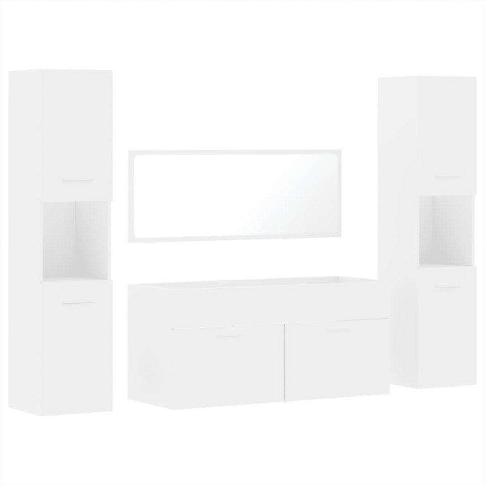 vidaXL Set mobilier de baie, 4 piese, alb, lemn prelucrat