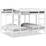 vidaXL Pat supraetajat triplu, alb 160x200/80x160 cm lemn pin