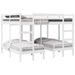 vidaXL Pat supraetajat triplu, alb 160x200/80x160 cm lemn pin
