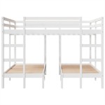 vidaXL Pat supraetajat triplu, alb 160x200/80x160 cm lemn pin