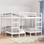 vidaXL Pat supraetajat triplu, alb 200x200/80x200 cm lemn pin
