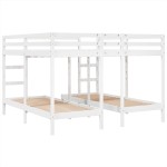 vidaXL Pat supraetajat triplu, alb 200x200/80x200 cm lemn pin
