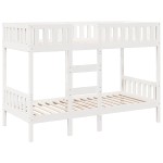 vidaXL Pat supraetajat, alb, 75x190 cm, lemn masiv de pin vidaXL Pat supraetajat, alb, 75x190 cm, lemn masiv de pin