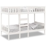 vidaXL Pat supraetajat, alb, 75x190 cm, lemn masiv de pin vidaXL Pat supraetajat, alb, 75x190 cm, lemn masiv de pin