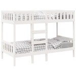 vidaXL Pat supraetajat, alb, 75x190 cm, lemn masiv de pin vidaXL Pat supraetajat, alb, 75x190 cm, lemn masiv de pin