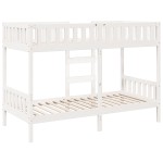 vidaXL Pat supraetajat, alb, 75x190 cm, lemn masiv de pin vidaXL Pat supraetajat, alb, 75x190 cm, lemn masiv de pin
