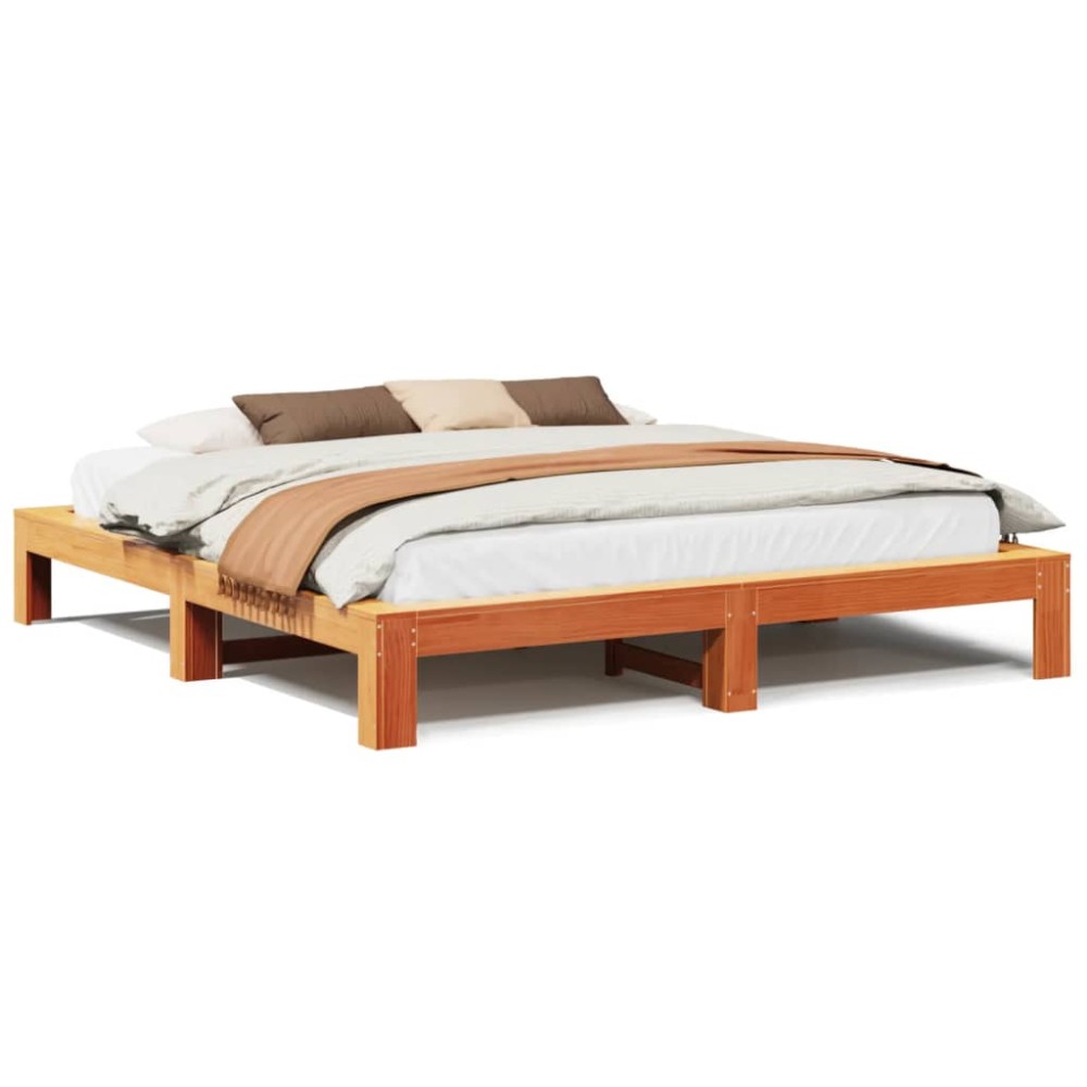 vidaXL Cadru de pat fără saltea, maro ceruit 180x200 cm lemn masiv pin