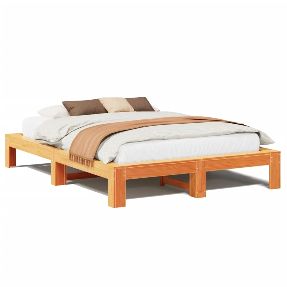 vidaXL Cadru de pat fără saltea, maro ceruit 150x200 cm lemn masiv pin