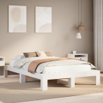 vidaXL Cadru de pat fără saltea, alb, 120x200 cm, lemn masiv pin vidaXL Cadru de pat fără saltea, alb, 120x200 cm, lemn masiv pin