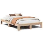 vidaXL Cadru de pat fără saltea, 135x190 cm, lemn masiv de pin vidaXL Cadru de pat fără saltea, 135x190 cm, lemn masiv de pin