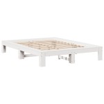 vidaXL Cadru de pat fără saltea, alb, 135x190 cm, lemn masiv de pin