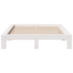 vidaXL Cadru de pat fără saltea, alb, 135x190 cm, lemn masiv de pin