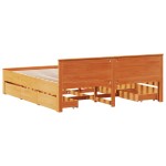 vidaXL Cadru de pat fără saltea/cu tăblie, maro, 200x200 cm, lemn pin vidaXL Cadru de pat fără saltea/cu tăblie, maro, 200x200 cm, lemn pin