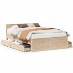vidaXL Cadru de pat fără saltea/cu tăblie, 140x200 cm, lemn masiv pin vidaXL Cadru de pat fără saltea/cu tăblie, 140x200 cm, lemn masiv pin