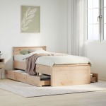 vidaXL Cadru de pat fără saltea/cu tăblie, 100x200 cm, lemn masiv pin vidaXL Cadru de pat fără saltea/cu tăblie, 100x200 cm, lemn masiv pin