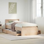 vidaXL Cadru de pat fără saltea/cu tăblie, 90x200 cm, lemn masiv pin vidaXL Cadru de pat fără saltea/cu tăblie, 90x200 cm, lemn masiv pin