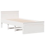 vidaXL Cadru de pat fără saltea, alb, 90x190 cm, lemn masiv pin
