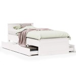 vidaXL Cadru de pat fără saltea, alb, 75x190 cm, lemn masiv de pin